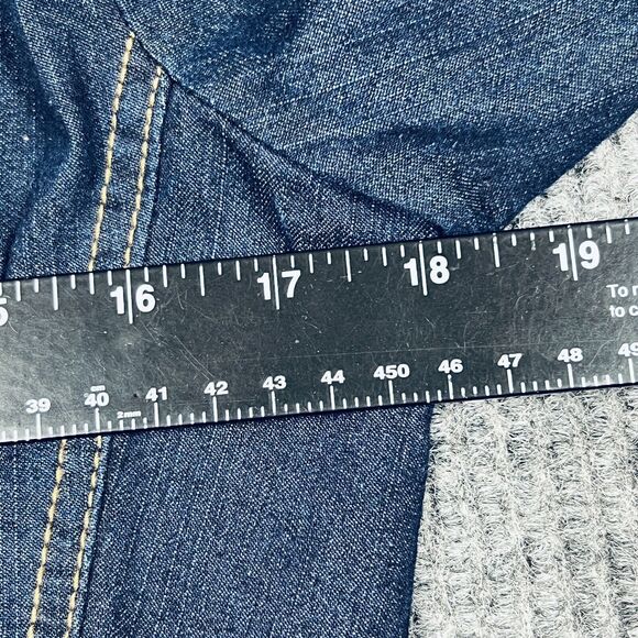 Ruby Rd. Jacket Woman 8 Petite Blue Denim Jean Coat Dark Wash Snap Closure - Picture 11 of 12